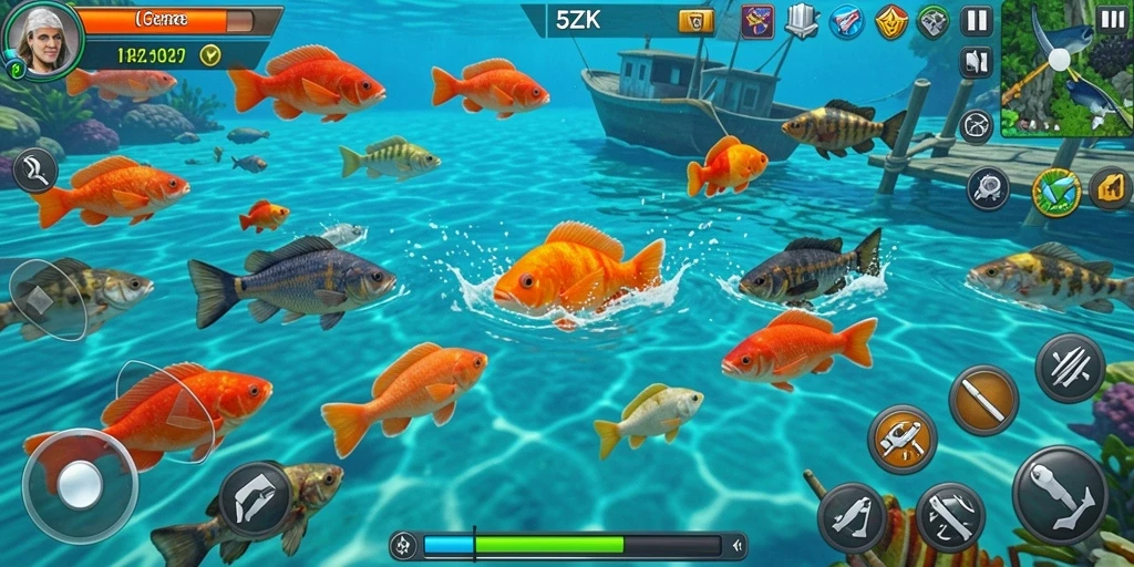 Tampilan gameplay seru dalam 5ZK dengan aksi Tembak Ikan yang mendebarkan.