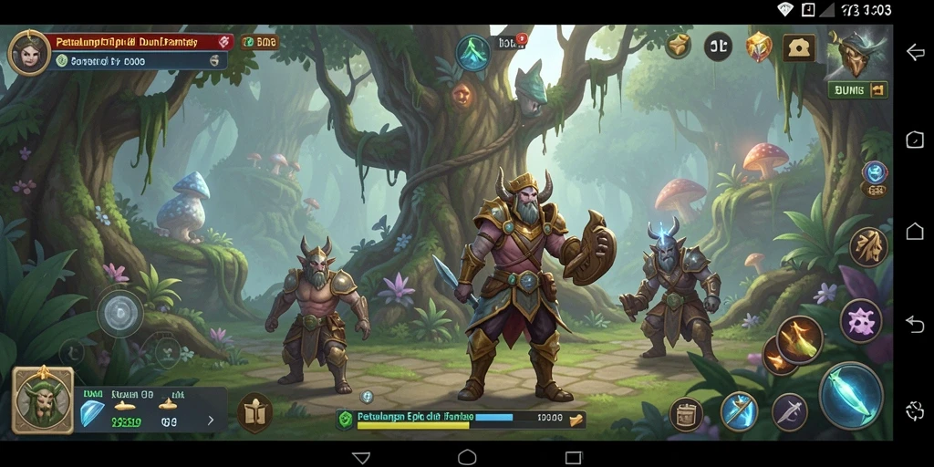 Tangkapan layar BUMI303 menampilkan pertempuran epik dalam gameplay RPG.