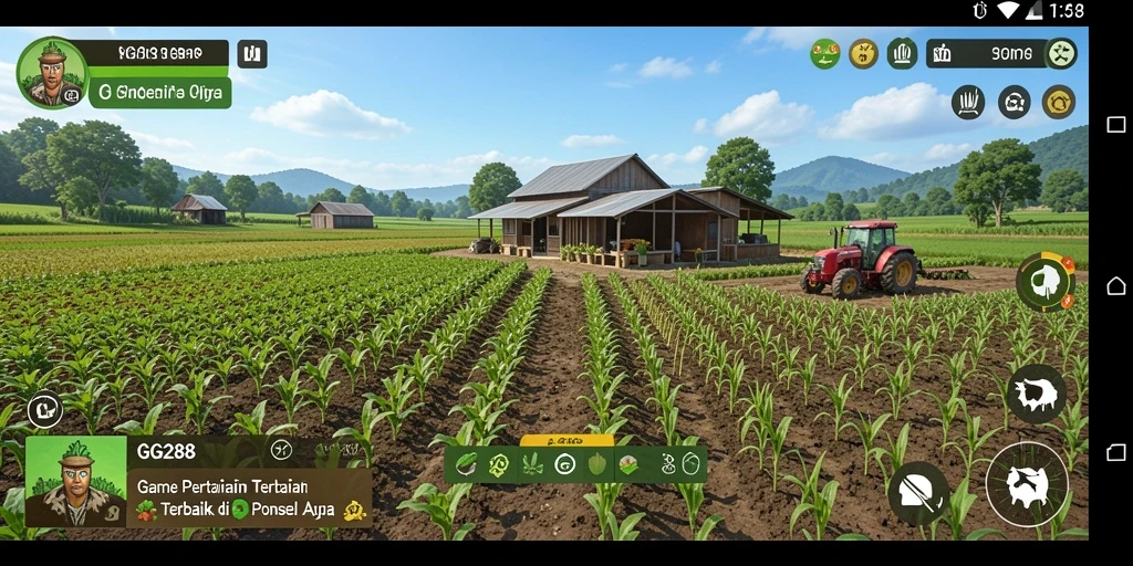 Tangkapan layar gameplay GG288 menampilkan kebun yang indah dan cerah.
