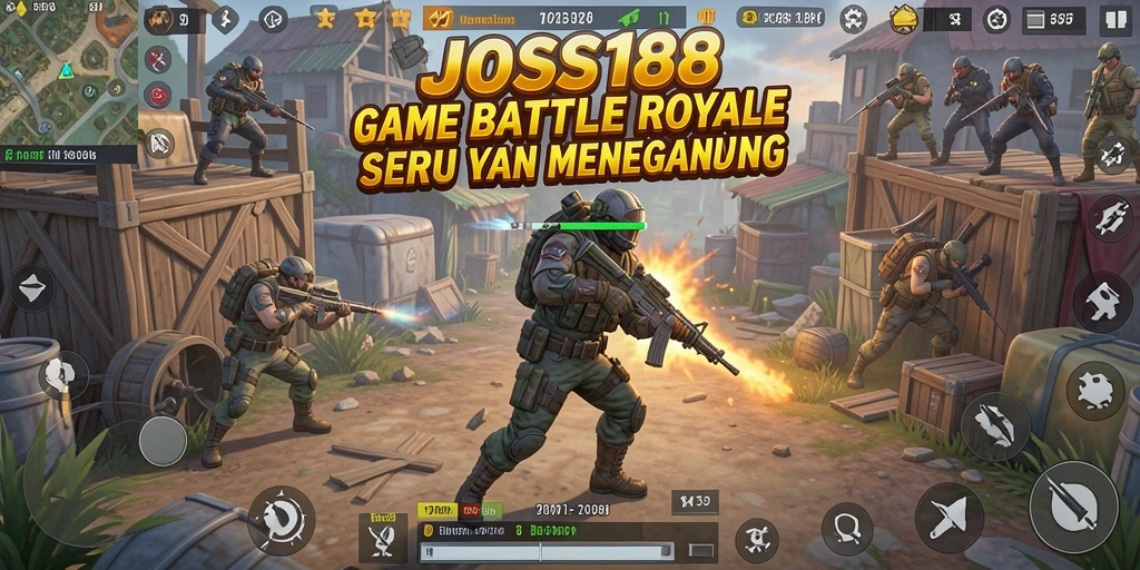 Tampilan gameplay seru dalam JOSS188 menampilkan aksi Battle Royale yang mendebarkan.