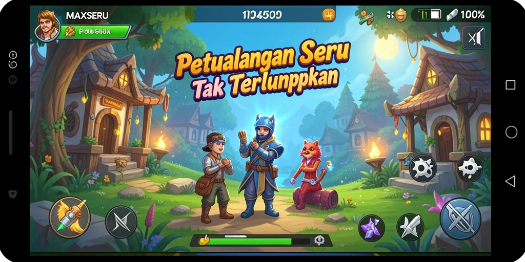Tampilan seru dalam gameplay petualangan MAXSERU yang menantang.