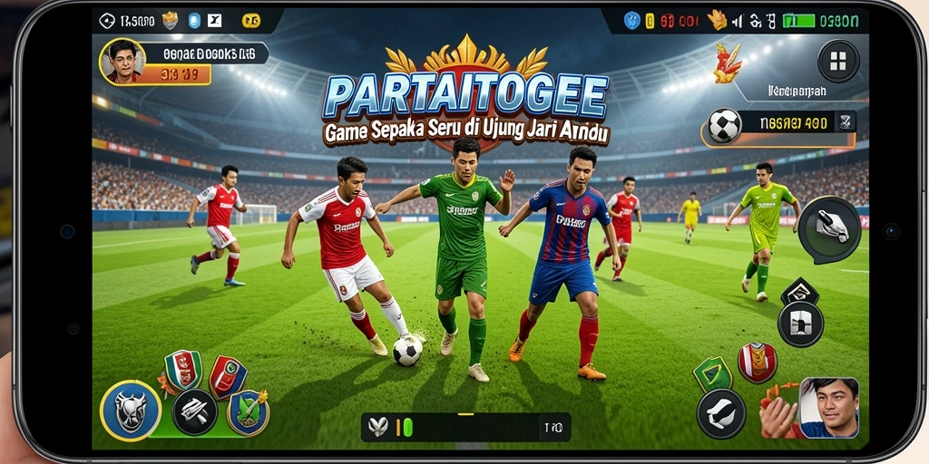 Tampilan gameplay seru di PARTAITOGEL dengan aksi sepak bola nyata.
